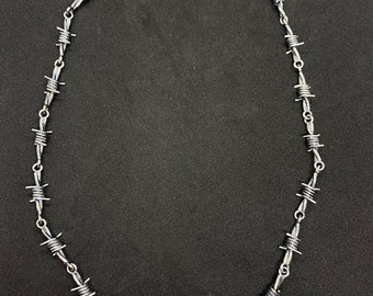 Silver barbed wire necklace necklace for men women boy girls