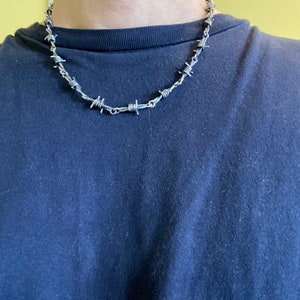 Collar de alambre de púas de plata para hombres, mujeres, niños y niñas. imagen 3