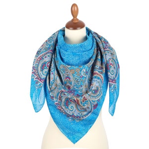 Vintage Large cotton scarf shawl. Unused, gift idea. 115 x 115 cm/ 45 x 45&#39;&#39;