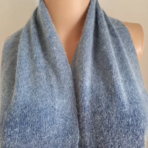 Vintage long scarf. Oblong blue  warm scarf. Ombre effect.Scarf unisex  67 x 7.9 &quot;/ 170 x 20 cm