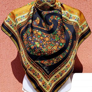 Christian Fischbacher Silk Scarf: Paisley Floral Design, Made in Italy