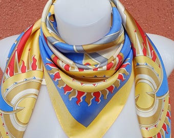 Abstract Silk Scarf: Designer Square Twill Scarf 35"