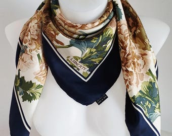 Vintage Liberty Silk Scarf Large 34x34 Botanical Floral Print Square Made In Korea