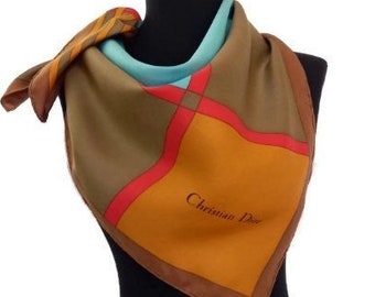 Designer Silk Scarf . Vintage silk scarf.Minimalist scarf.Geometric Silk Scarf.Large silk scarf. Square silk scarf.Graphic scarf. Handrolled
