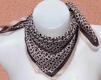 Small neck scarf. Monogram square scarf. Neckerchief 19 x 22 inch