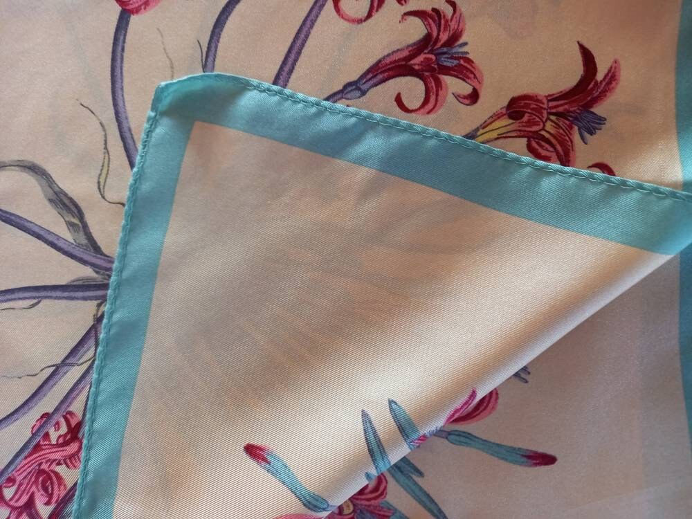Vintage Designer Silk Scarf. Amaryllis Silk Scarf Made in Etsy