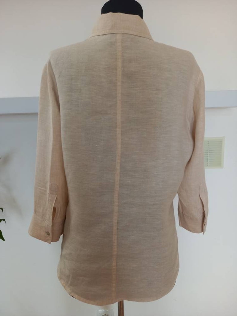 Vintage Linen Blouse Women Linen Top Cream Linen Duster
