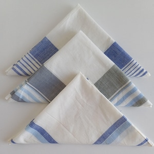 Mens hankies.Mens handkerchief .Set of 3 men plaid hanky.Vintage mens pocket square.Stains.