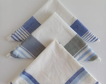 Vintage Kariertes Herren Taschentuch Set: 3 Stück Einstecktücher (Stains