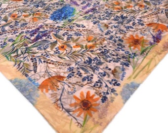 Vintage cotton summer square scarf. Unused, gift idea.28 x 28''/ 70 x 70 cm