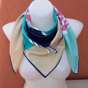 Vintage scarf.Geometric scarf. Polyester scarf.30 inch
