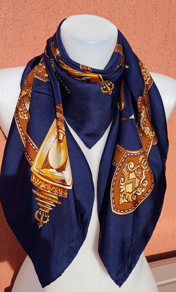 Loris Azzaro Paris Vintage Silk Scarf. Equestrian Design Scarf .33
