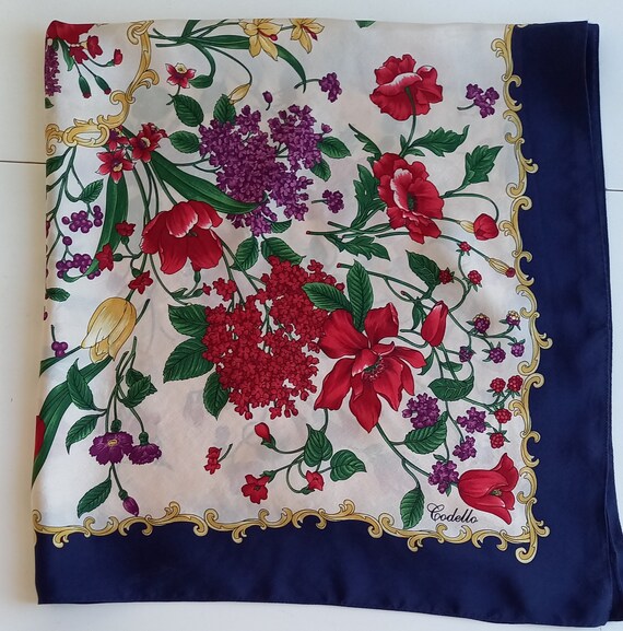Vintage Codello Floral design square silk scarf. … - image 5
