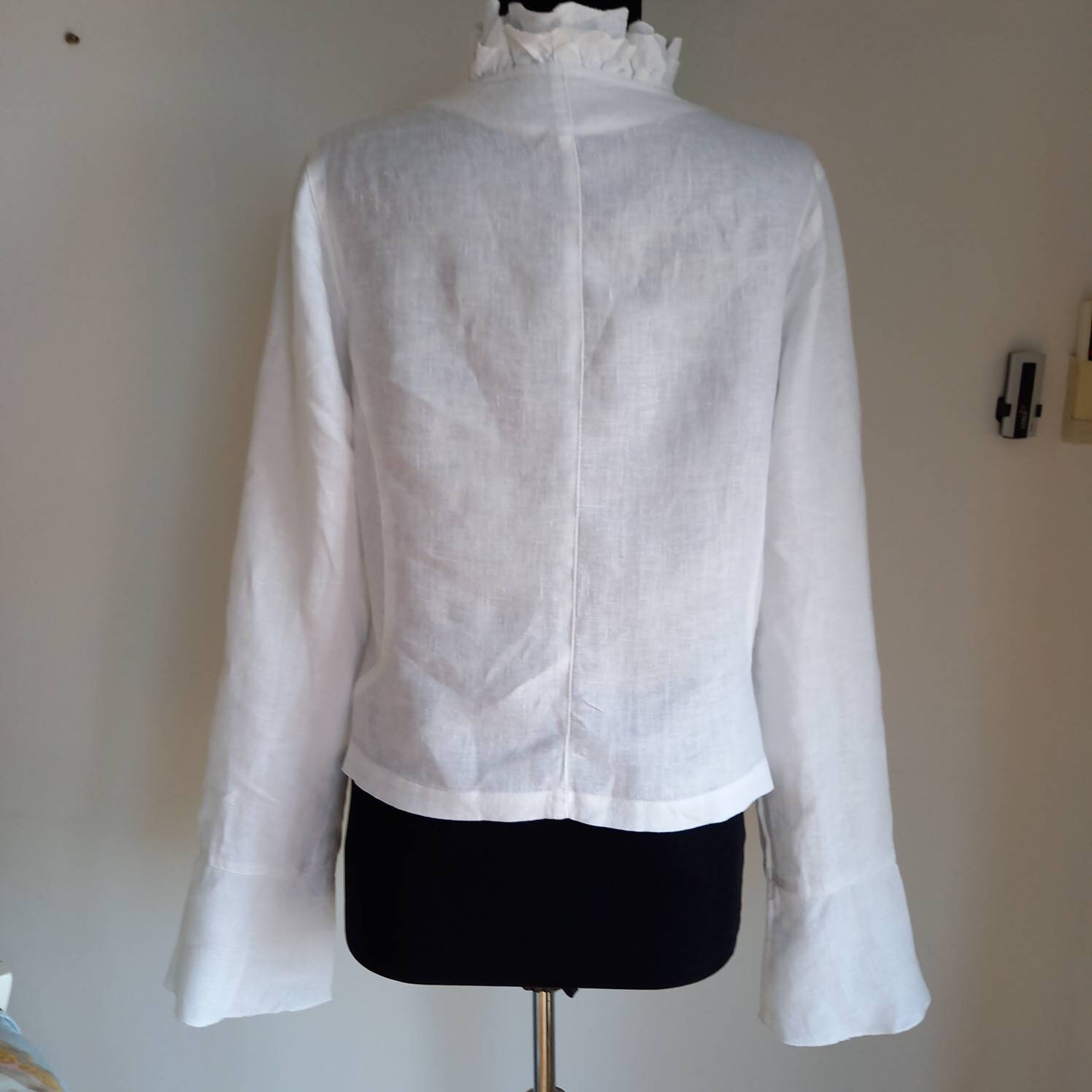 Vintage Linen Jacket / White Linen Blouse / Long Sleeve Linen - Etsy