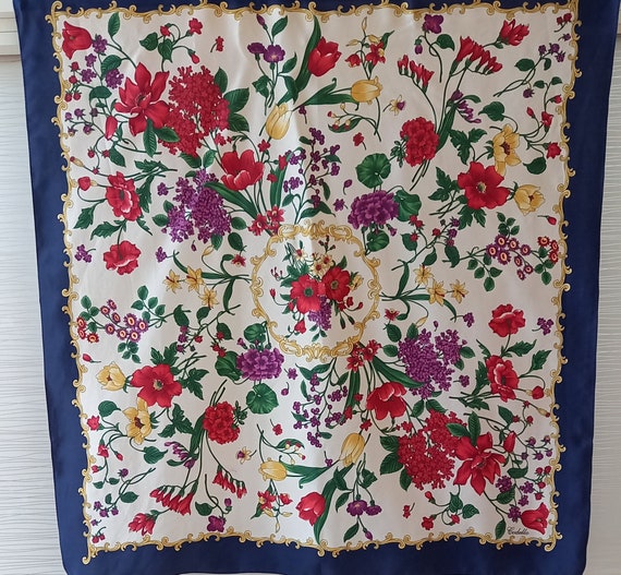 Vintage Codello Floral design square silk scarf. … - image 2