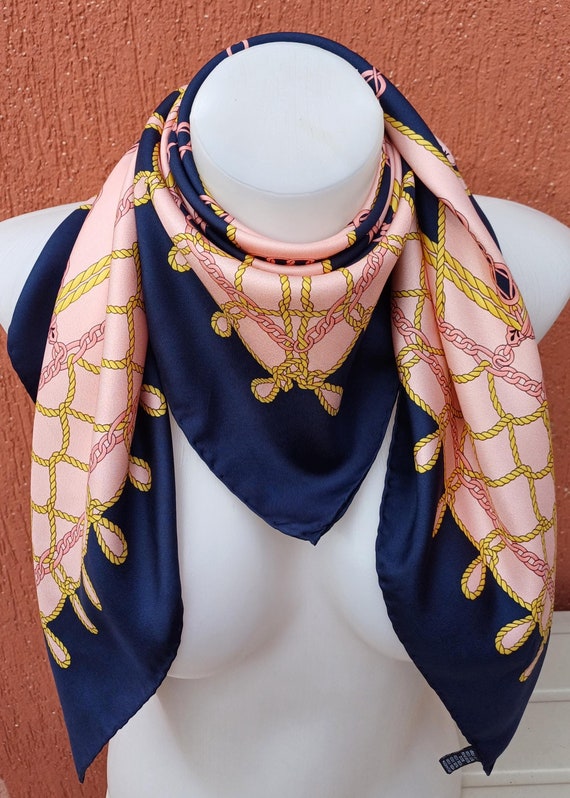 Rochelle silk scarf. Equestrian silk accessory Made in Italy. 35 "