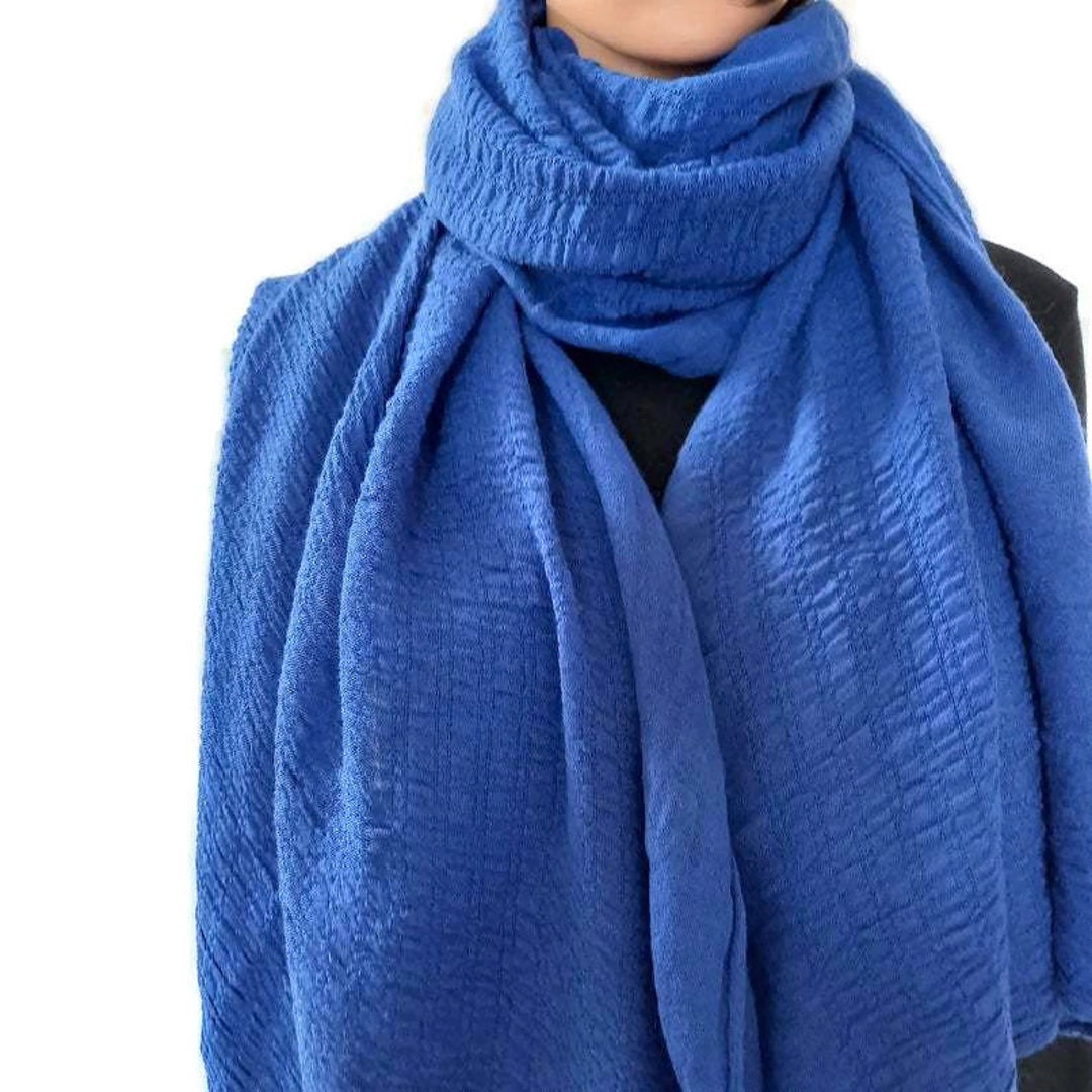 Vintage Scarf.large Scarf. Long Scarf. Women Scarf. Navy Scarf