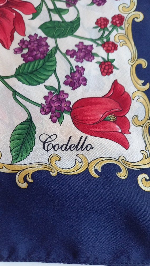 Vintage Codello Floral design square silk scarf. … - image 4
