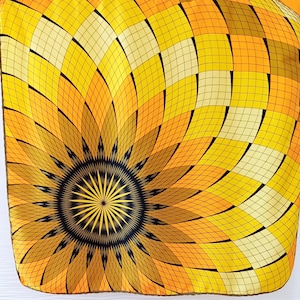 Yellow silk scarf.Geometric silk scarf. Square silk scarf. 30 inch