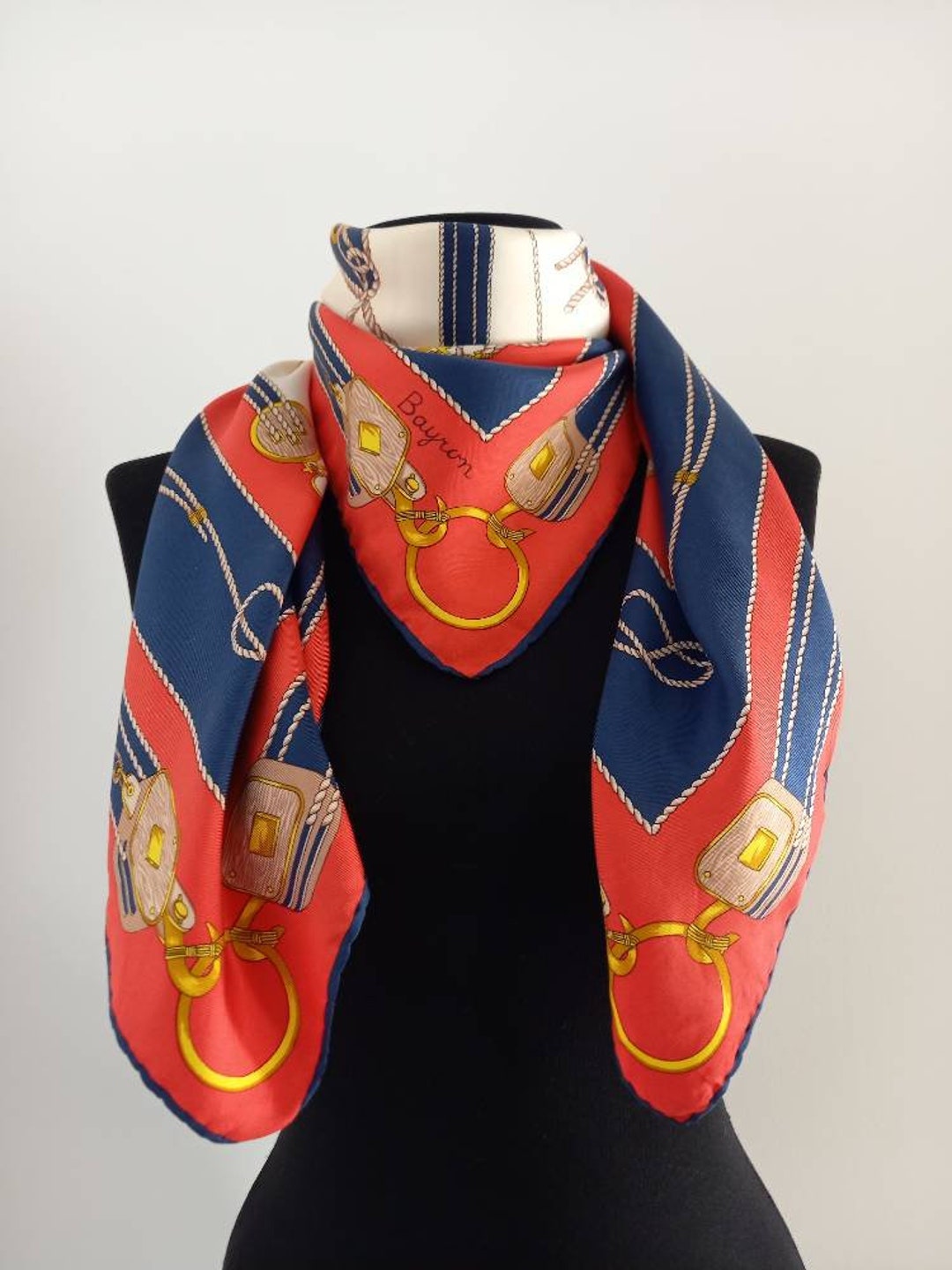 Vintage Square Silk Scarf. Belts , Ropes, Hooks Print Scarf. Designer Bayron Signed Silk Scarf.blue Red White Scarf - Etsy Vintage Square Silk Scarf. Belts , Ropes, Hooks Print Scarf. Designer Bayron Signed Silk Scarf.blue Red White Scarf - Etsy