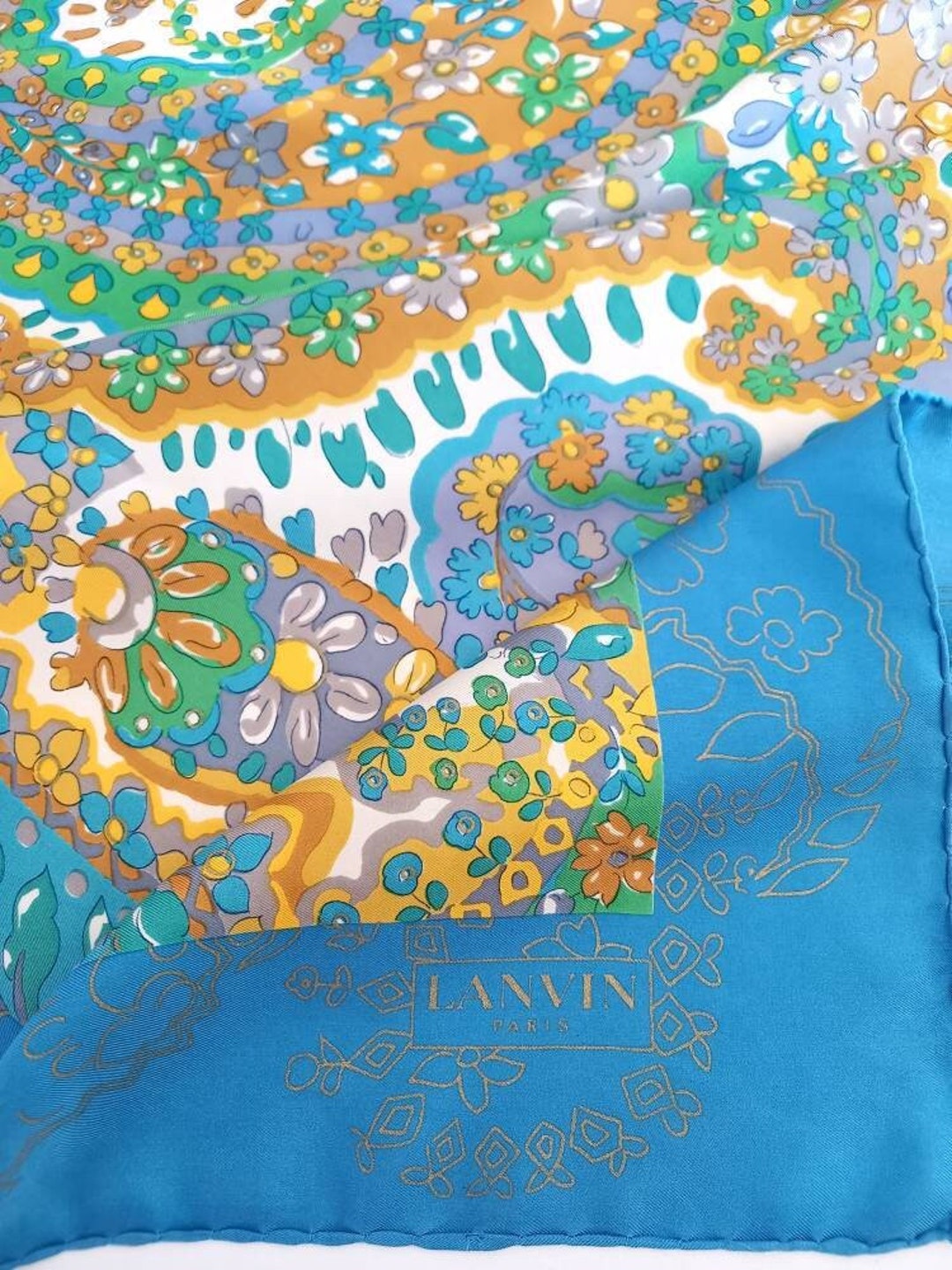 Vintage Designer Silk Scarf. Paris Silk Scarf.square Hair Silk Scarf