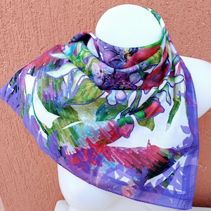 Sciarpa vintage in cotone floreale: fazzoletto da collo (27,5x27,5&#39;&#39;)