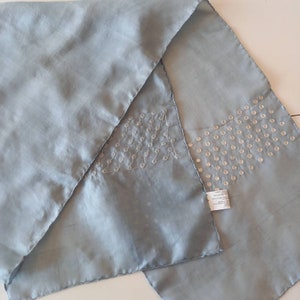 Vintage Grey Silk Scarf. Oblong Indian silk scarf. Sequins  69 x 11 &quot;