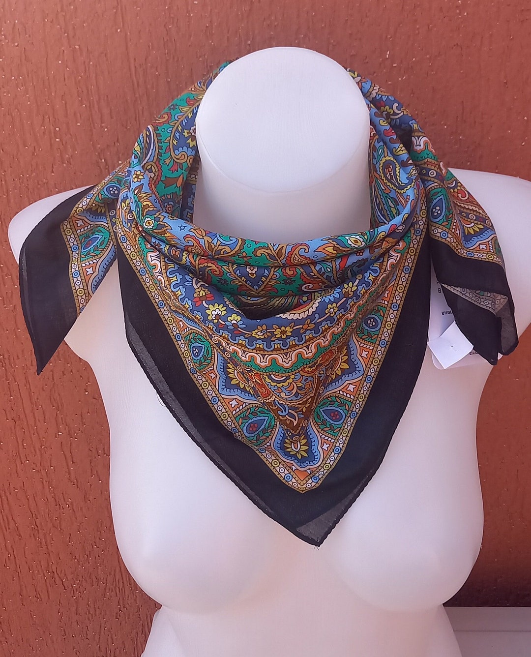 Cotton Summer Scarf Floral Style Kerchiefneckerchief .28 Etsy