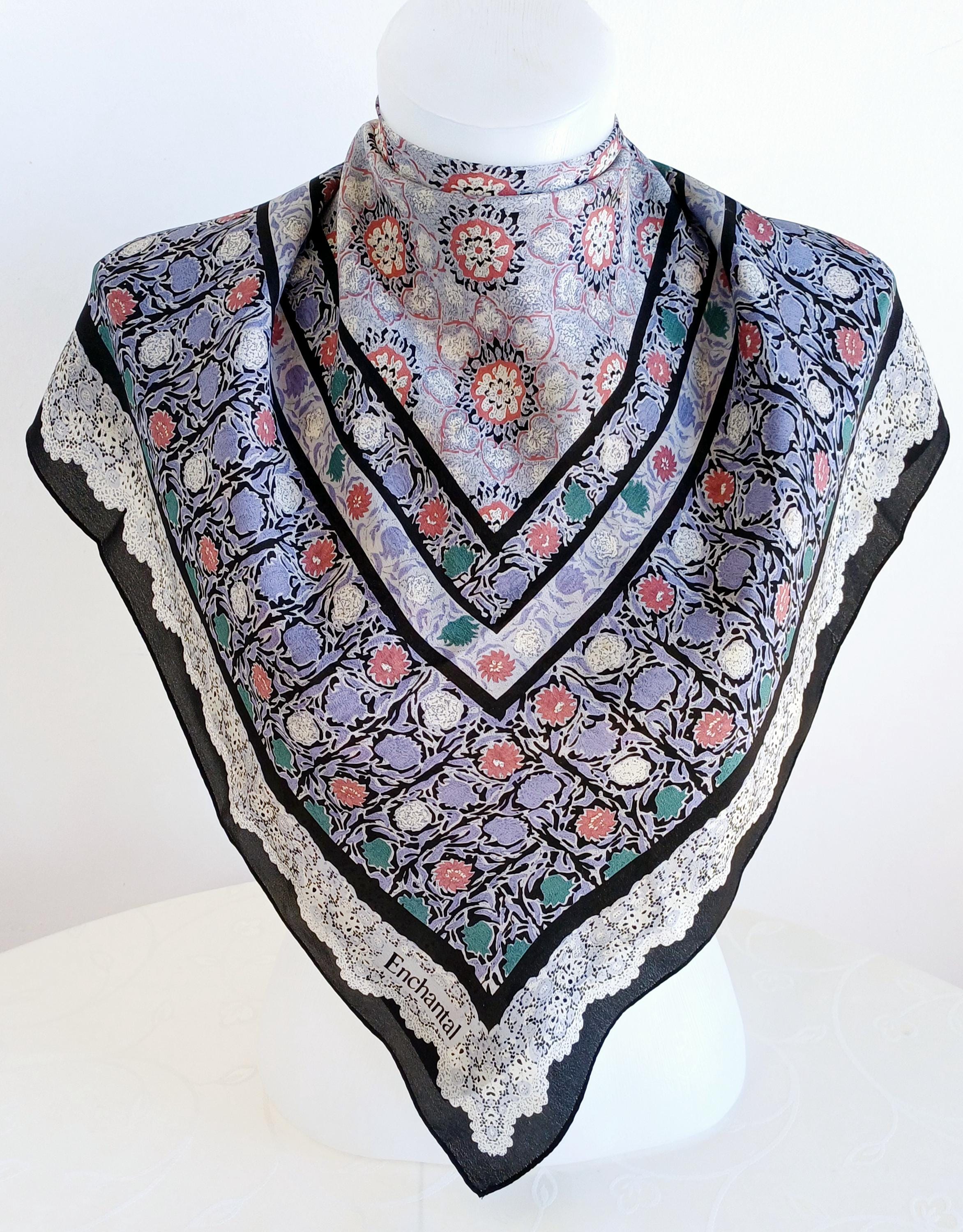まとめCTHY HIGH-END VINTAGE SILK SCARF 70s Silk Scarf.vintage Enchantal Scarf.32 X 30