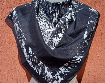 Cachecol vintage de algodão preto: acessório de verão unissex (28x28'')