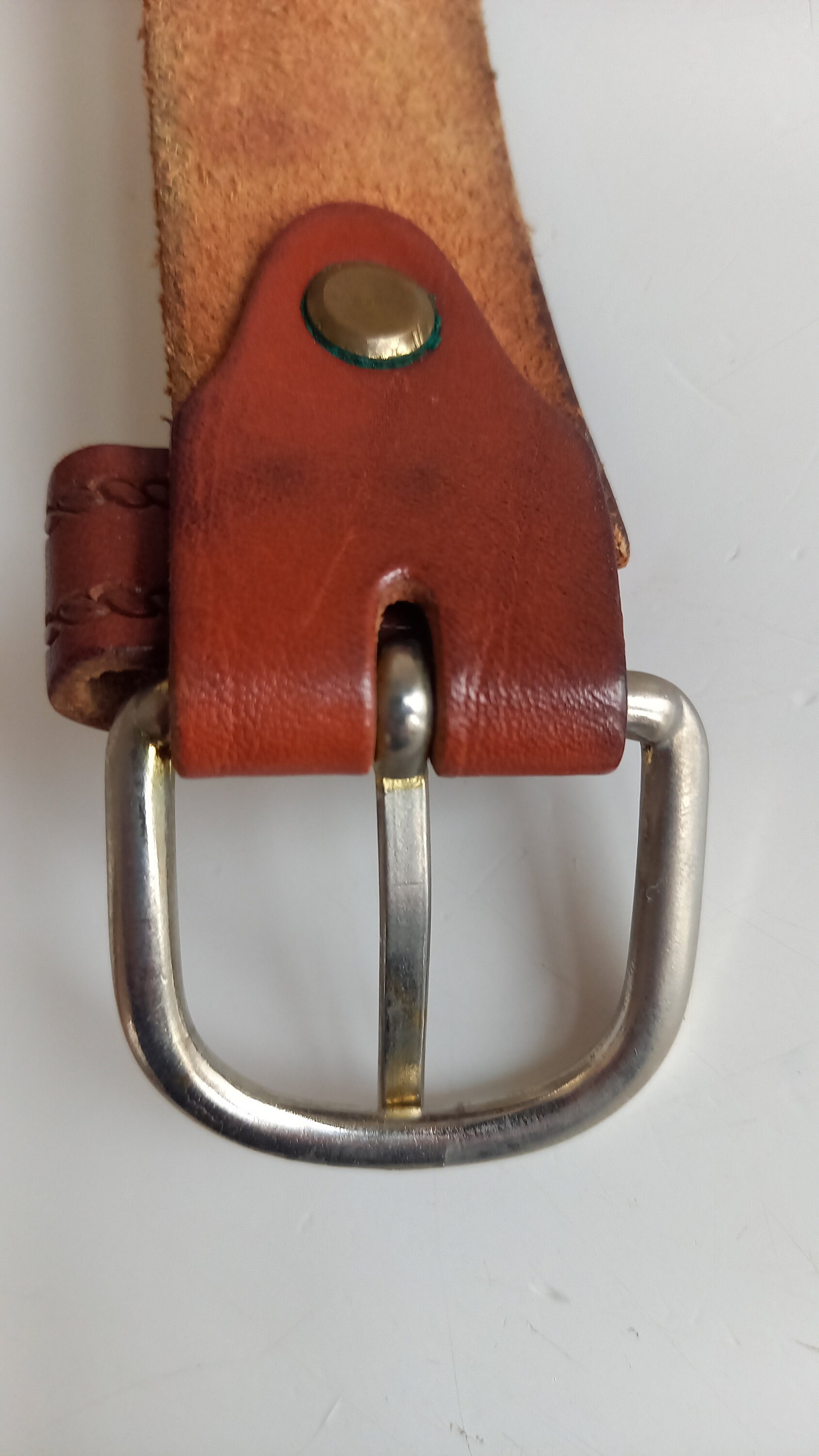 Cintura 035mm Pelle Bombata Con Fibbia Argento Cognac - Foto 3