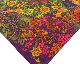Cotton Scarf . Large square scarf women.Summer Scarf .Colorful Floral  Scarf.80 x 80 cm (32 x 32'')