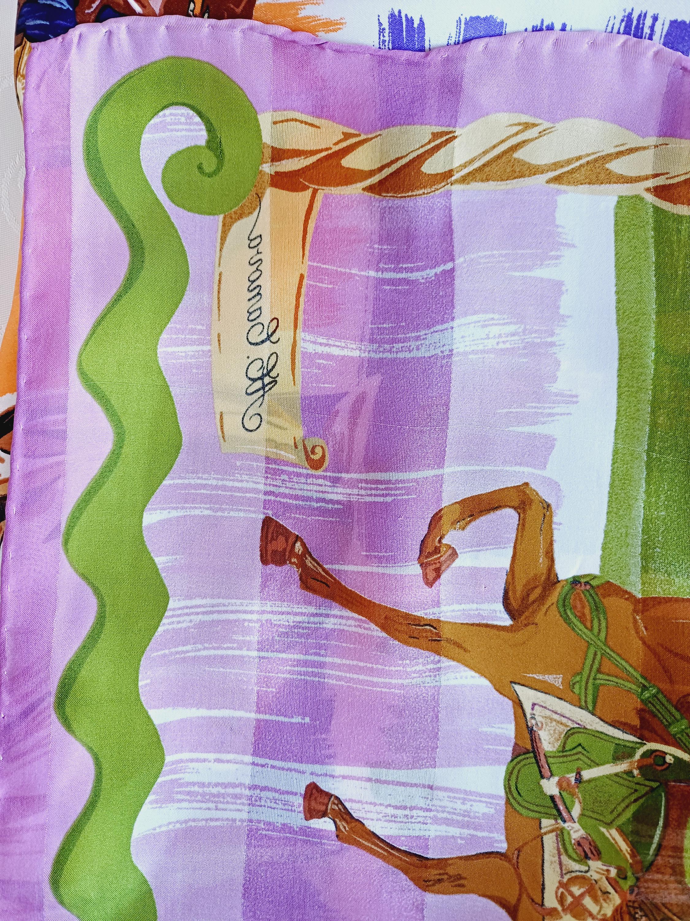 AC Canova Silk Scarf.vintage Horse Silk Scarf.sheer Striped