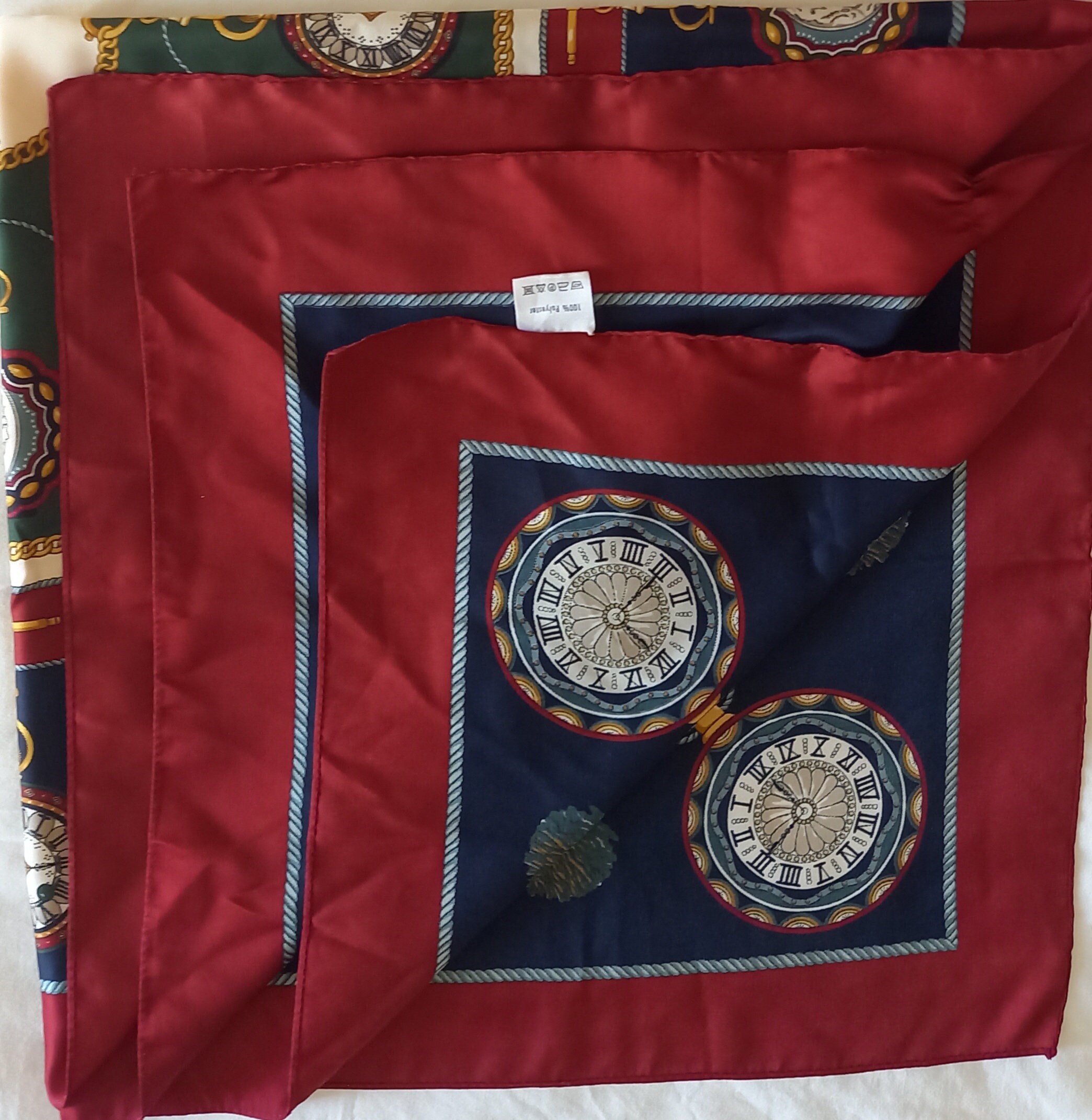 Foulard Vintage En Soie 100% - Fashion Affairs - Motif Géométrique Multicolore - Fait Main En Italie
