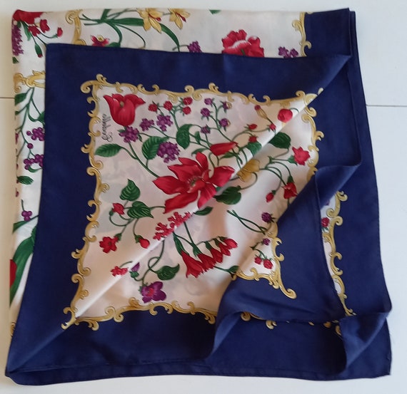 Vintage Codello Floral design square silk scarf. … - image 6