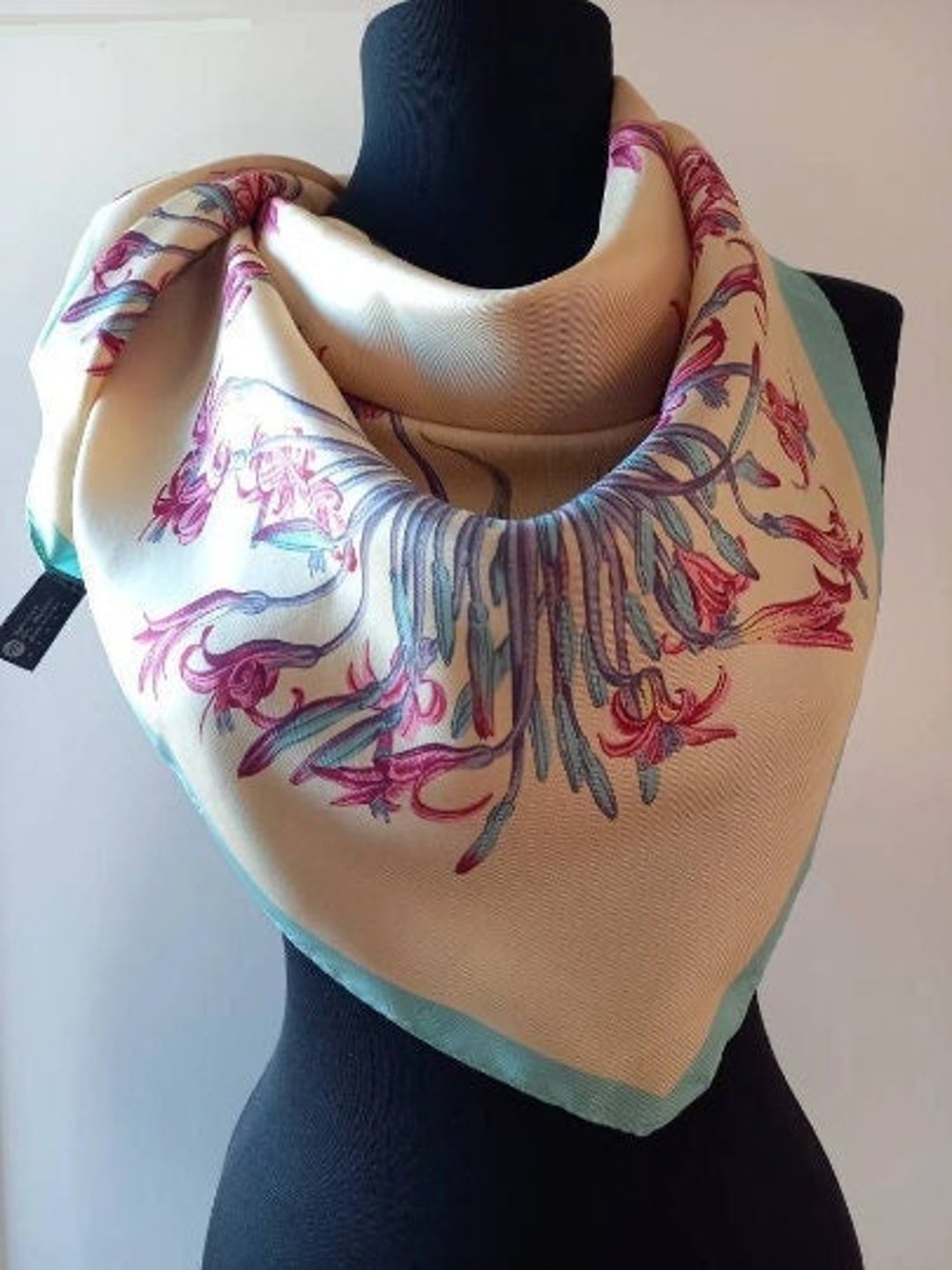Vintage Designer Silk Scarf. Amaryllis Silk Scarf Made in Etsy