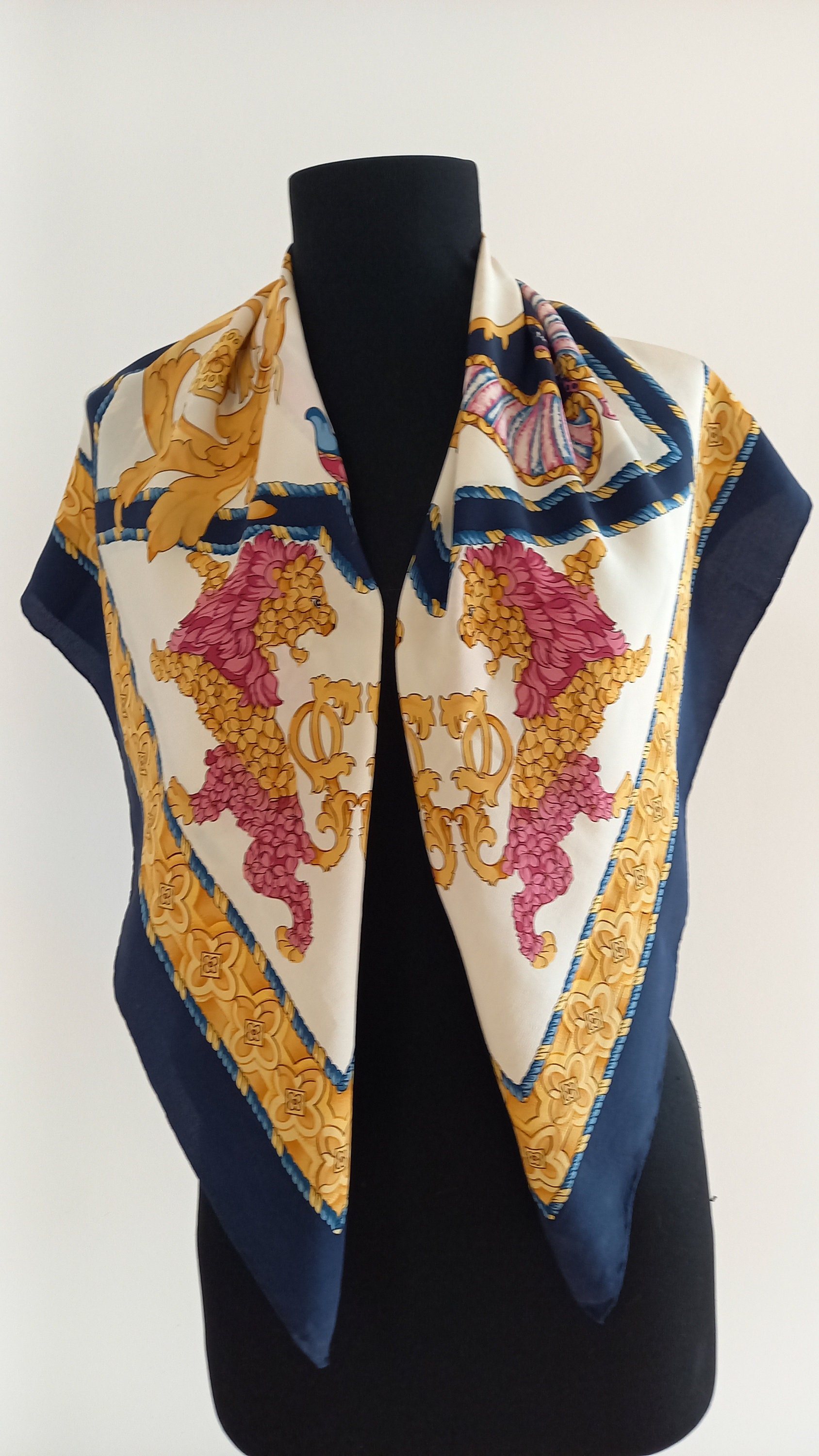 Etienne Aigner Vintage Silk Scarf 82 X 86 Cm / 32 X 34 Inch