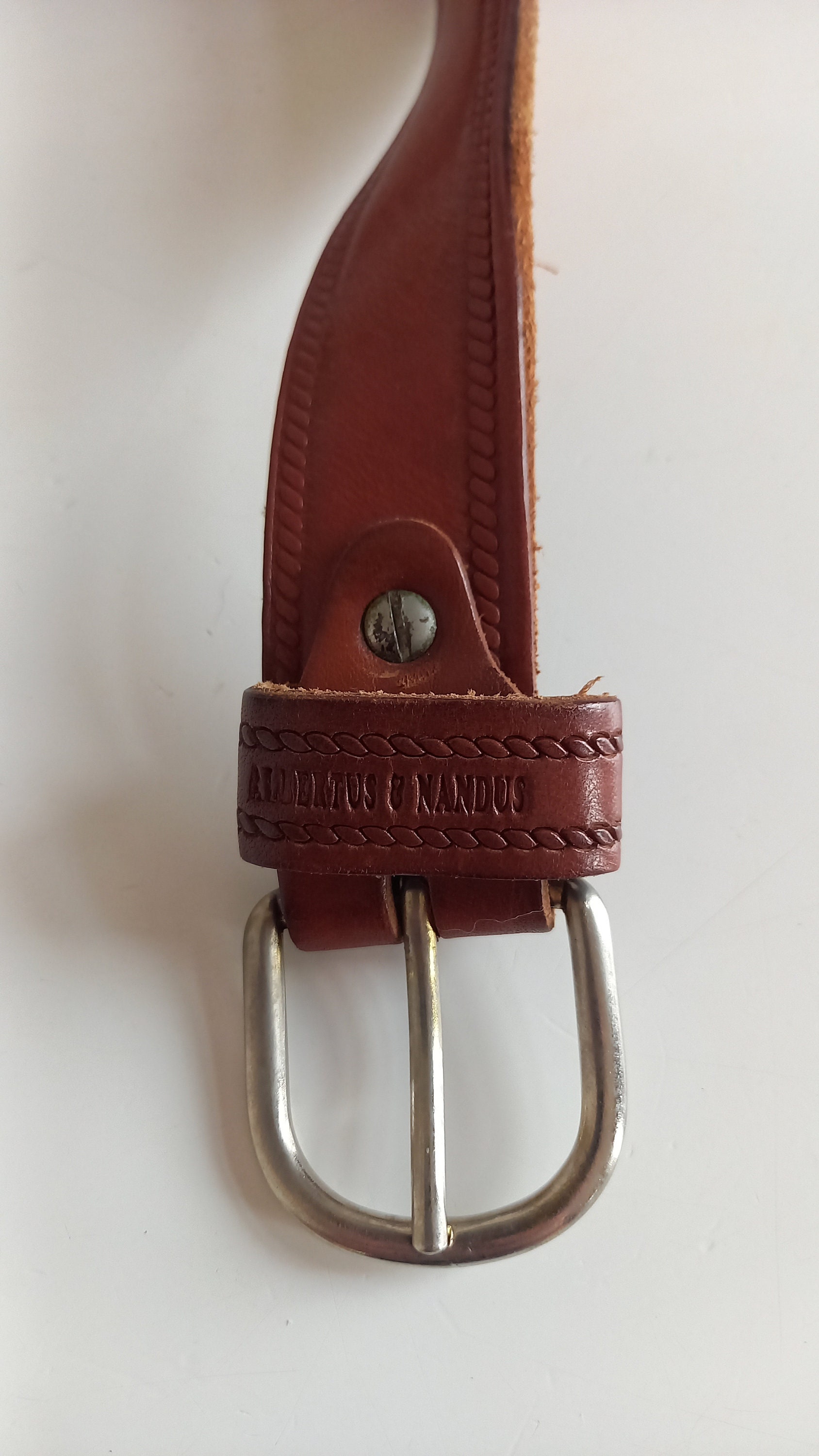 Cintura 035mm Pelle Bombata Con Fibbia Argento Cognac - Foto 6