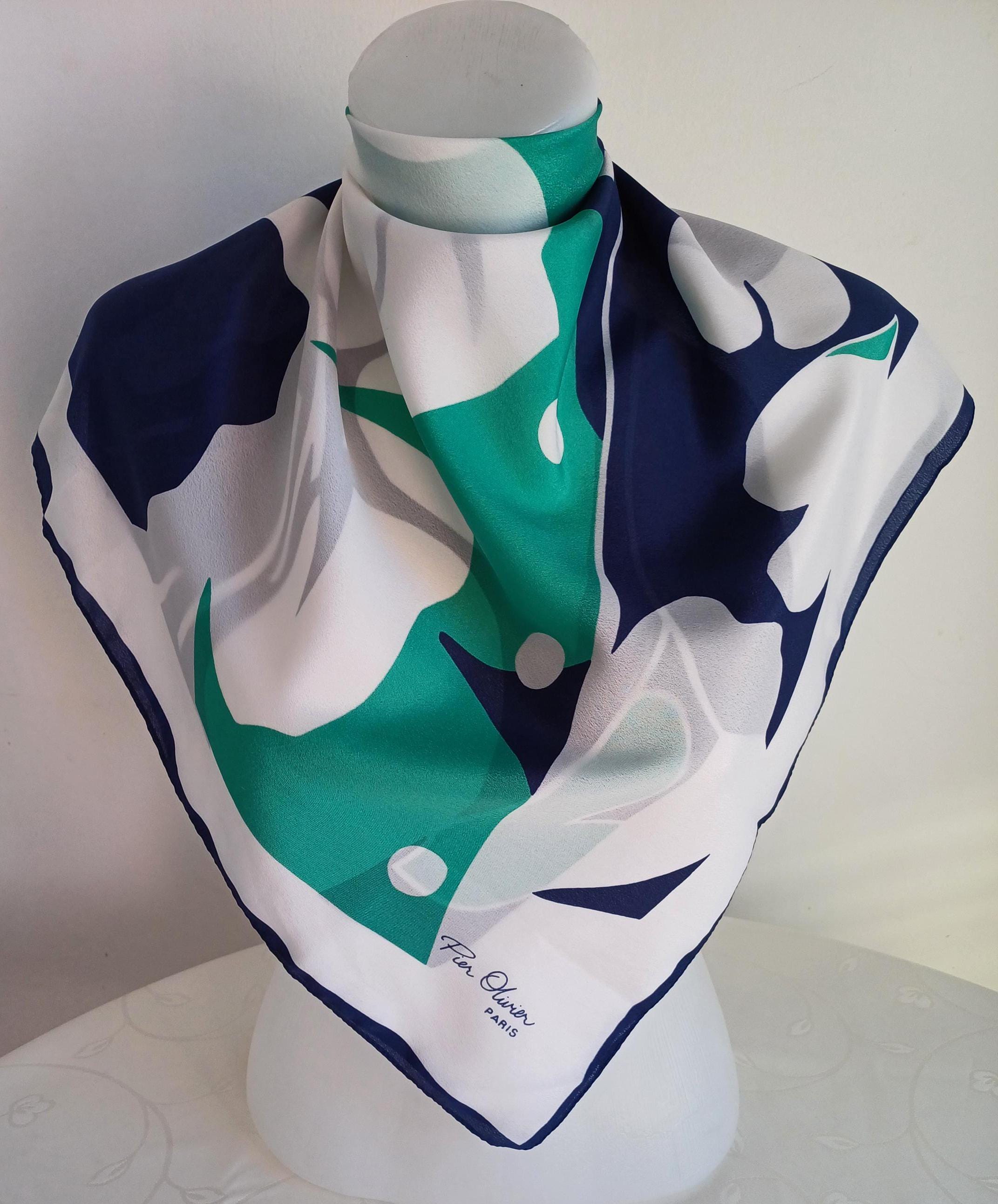 Vintage Pier Olivier Paris Polyester Scarf. Floral Design 