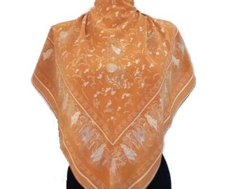 Vintage 90 s silk scarf.Designer Belotti Signed Scarf .Lightweight summer square  head silk scarf.