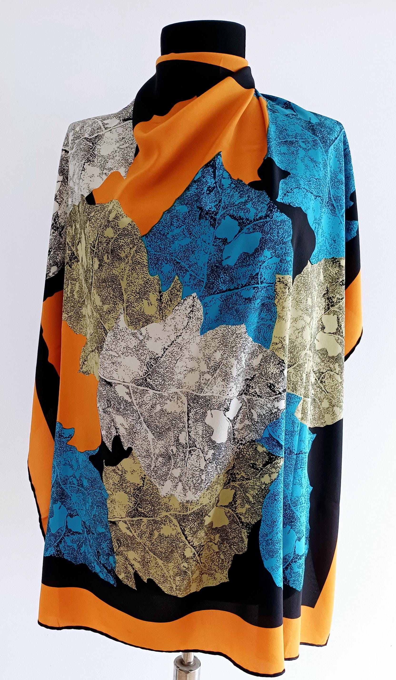 Foulard Francesco SMALTO En Soie - Tons D'automne, 81x86 Cm, Occasion Très Bon état, Fait En Italie