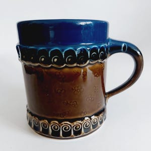 Rosenthal Brotzeit beer mug -  Studio Linie - brown and blue  half litre jug - 1970s  Rosenthal Germany Björn Wiinblad