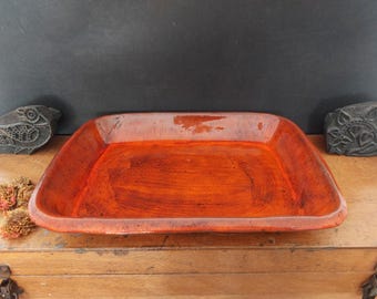 Vallauris HelRé ceramic gratin dish in orange - 60s 70s French pottery - vintage oven-to-table France
