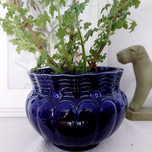 Wessel Art Nouveau cachepot - beautiful blue vintage planter with amazing design - vintage  home decor