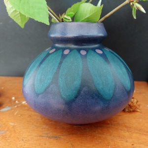 KMK Kupfermühle Viola vase  blue & purple 70s 80s home decor - West German pottery