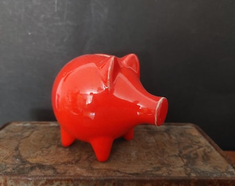 Vintage Waechtersbach piggy bank - 1970s red ceramic money bank