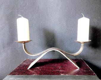 Vintage 60s WMF Ikora silverplate candle holder - silver plated mid--century modern home decor