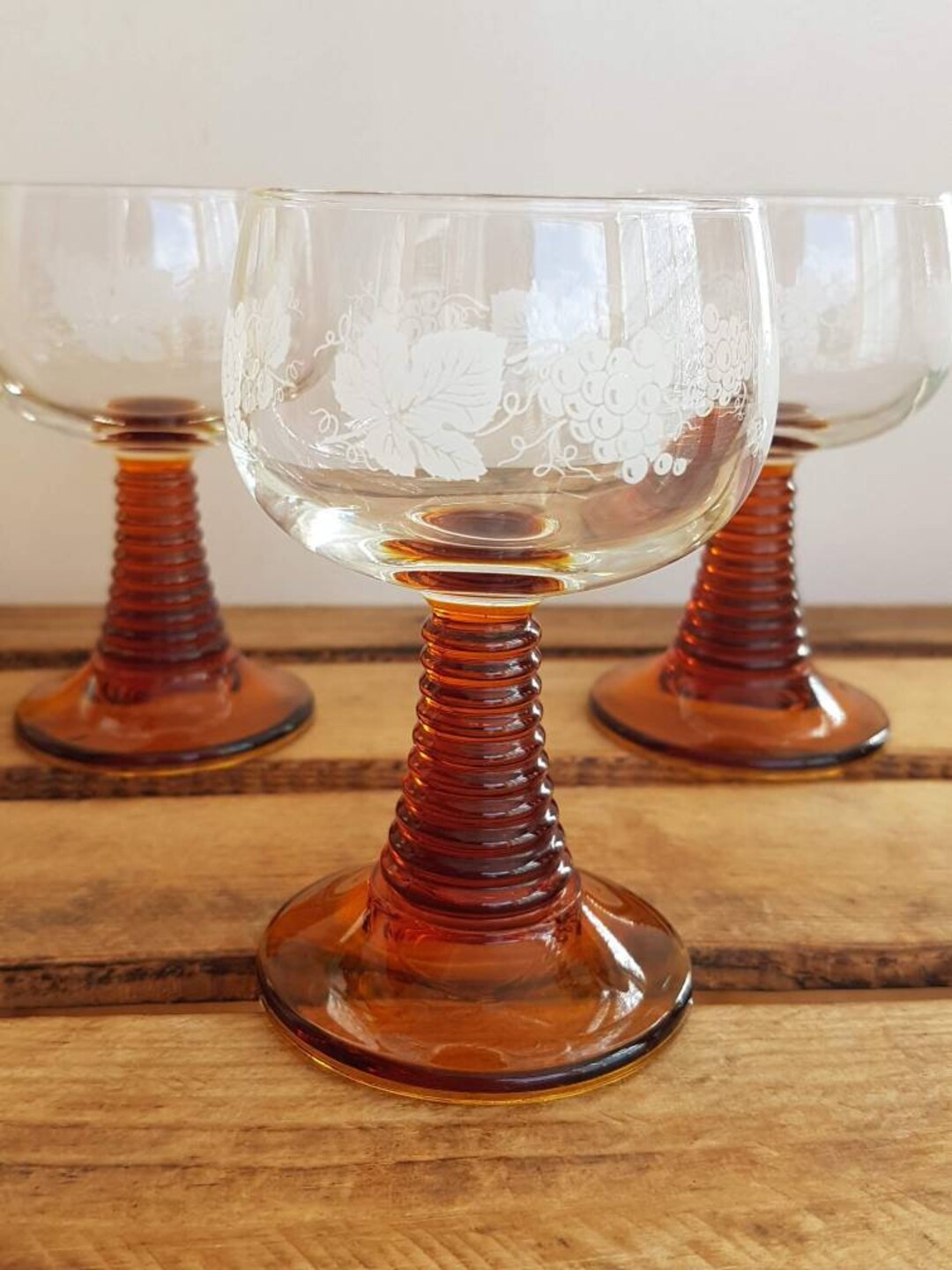 3 Zwiesel Wine Glasses Beehive Glasses With Amber Stem 0.1 L Etsy