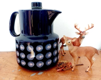Melitta Kopenhagen Coffee Pot – Blue Pink Dots, 70s West German Ceramics