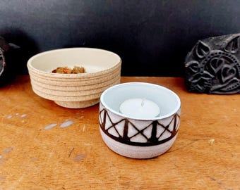 Emile Masson Vallauris small bowl + MCM Ikebana bowl - vintage French pottery